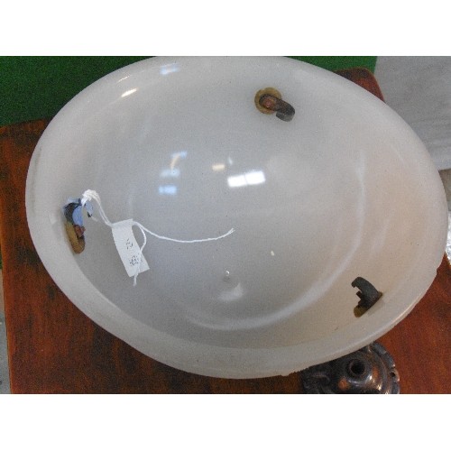 236A - A good quality french opaline glass ceiling light plaffonier with a design of swags and urns moulded... 