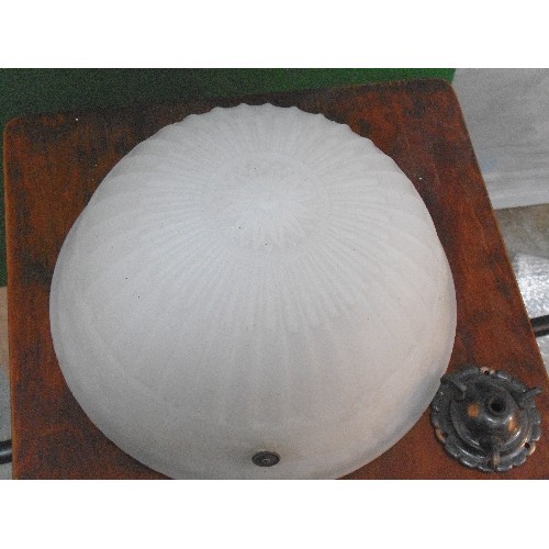 236A - A good quality french opaline glass ceiling light plaffonier with a design of swags and urns moulded... 