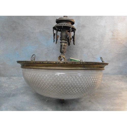 236 - A stunning early 20th Century French frosted glass plaffonier ceiling light, originally gas & conver... 