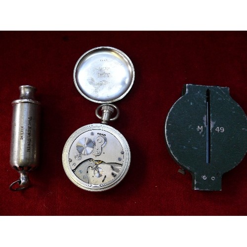 292F - Post War Military Compass M49, probably Yugoslavian Army, a WW2 Acme Siren whistle and a Dennison st... 