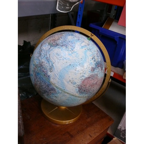 170 - Circa 1960's Replogle World Ocean Series globe with raised relief mountain ranges. On a metal stand ... 