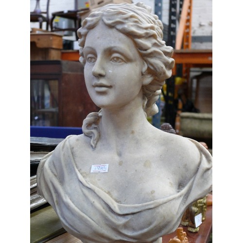 92 - Bust of a young woman in the classical style - looks like marble but a lighter weight resin or fibre... 