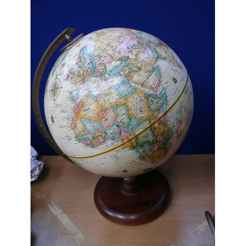 170B - World Globe by Replogle  - 9 inch diameter World Classic Series, on hardwood base