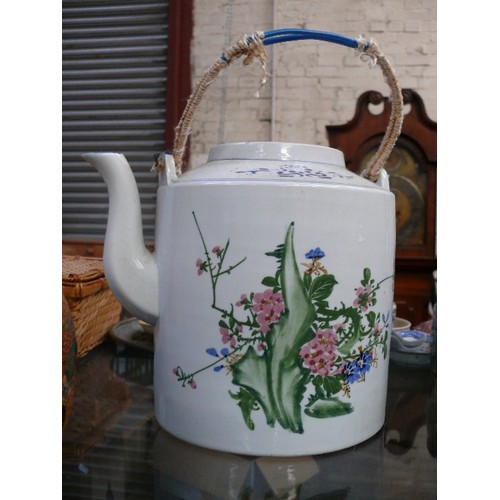 191 - Large 20th Century handpainted Chinese street vendor's teapot - 27cm h.