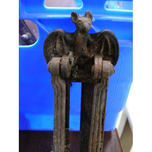 251 - Victorian Gothic cast iron letter box decorated with a bat.