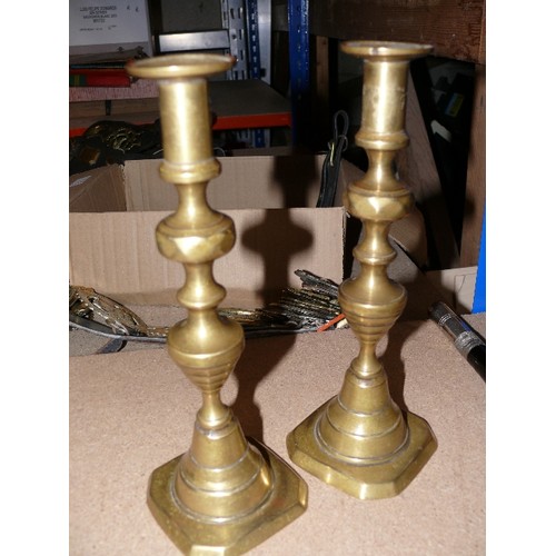 129 - Pair of Victorian brass candlesticks - 25cm