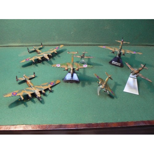 244 - Seven die-cast model WW2 planes including Vickers Wellington, Handley-Page Hampden, Corgi Spitfire, ... 