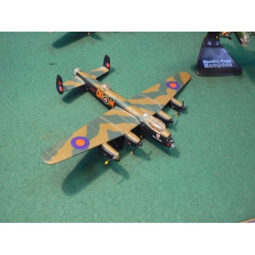 244 - Seven die-cast model WW2 planes including Vickers Wellington, Handley-Page Hampden, Corgi Spitfire, ... 