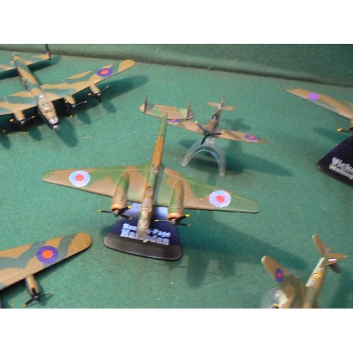 244 - Seven die-cast model WW2 planes including Vickers Wellington, Handley-Page Hampden, Corgi Spitfire, ... 