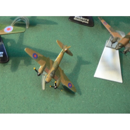 244 - Seven die-cast model WW2 planes including Vickers Wellington, Handley-Page Hampden, Corgi Spitfire, ... 