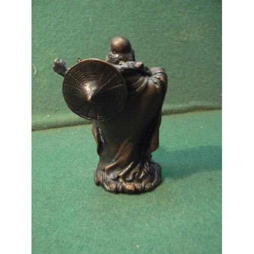 7 - A well cast 20th Century bronze figure of the Buddhist monk Bodhidharma -10cm