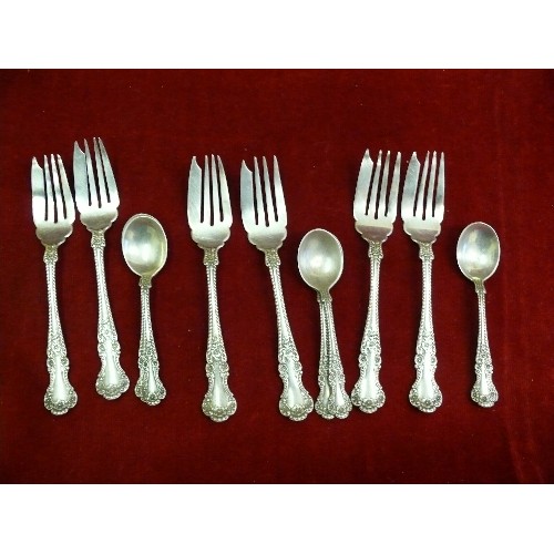 47 - VINTAGE AMERICAN SOLID SILVER (STERLING) CAKE FORKS AND SPOONS.  PURCHASED FROM REED & BARTON Co 5th... 