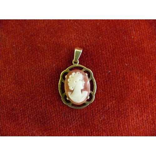 37 - A 9ct GOLD CAMEO PENDANT, WEIGHT 2.91gr