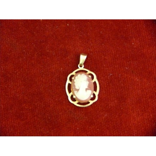 37 - A 9ct GOLD CAMEO PENDANT, WEIGHT 2.91gr