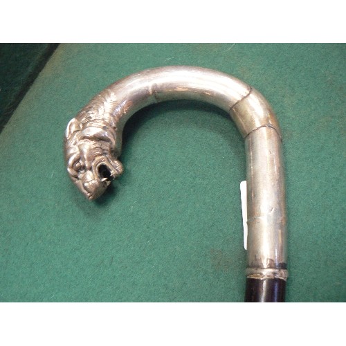 45 - A superb late 19th or early 20th Century walking stick with Continental silver lion head handle. Mar... 