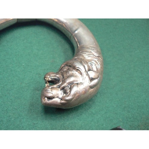 45 - A superb late 19th or early 20th Century walking stick with Continental silver lion head handle. Mar... 