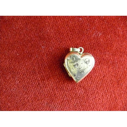 13H - Two vintage rolled gold lockets, one of which is in the shape of a heart with flower engraving