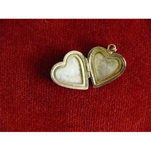 13H - Two vintage rolled gold lockets, one of which is in the shape of a heart with flower engraving