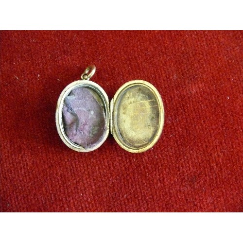 13G - Two gold lockets, the circular one marked 9ct, the oval one Victorian and unmarked with ornate engra... 