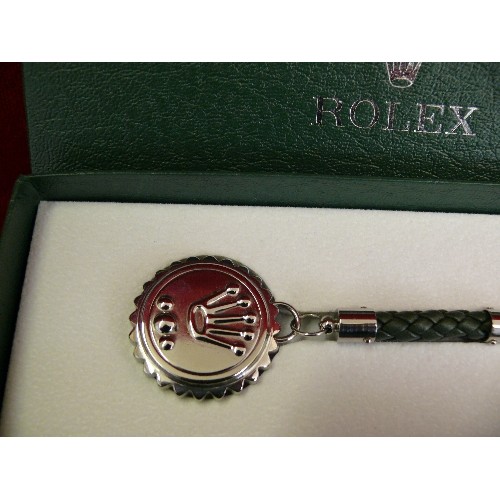 23 - Rolex key ring with certificate in original Rolex box, with outer box, no markings on the back.