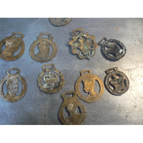 367 - 12 royal themed horse brasses including 3 of Queen Victoria, Edward VII,  Edward VIII, George VI & E... 