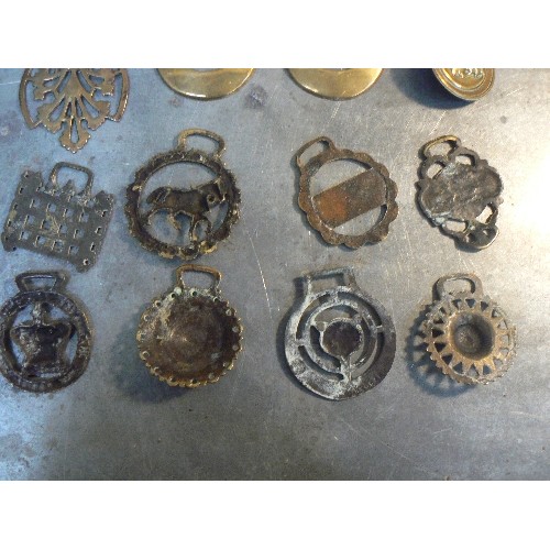 368 - A collection of 16 more uncommon type antique horse brasses including an early tiger amongst foliage... 