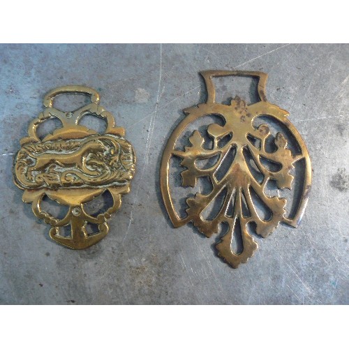 368 - A collection of 16 more uncommon type antique horse brasses including an early tiger amongst foliage... 