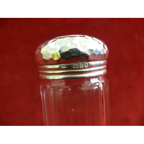 59 - Ladies cut glass hatpin jar with silver top, London 1926