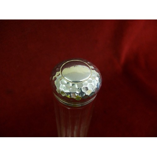 59 - Ladies cut glass hatpin jar with silver top, London 1926