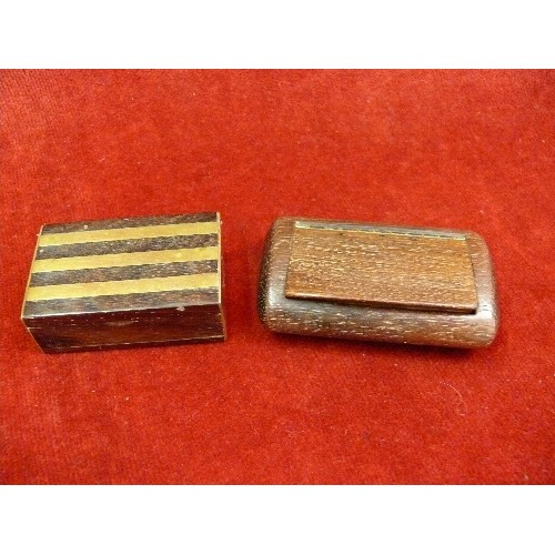 66 - Antique rosewood snuff box and a further snuff box with brass inlay