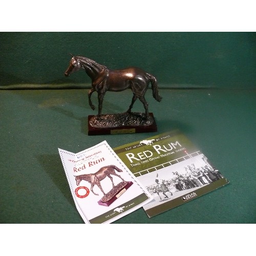 97 - A bronze resin sculpture of Red Rum - three times Grand National winner - 16cm h - by Atlas Editions... 