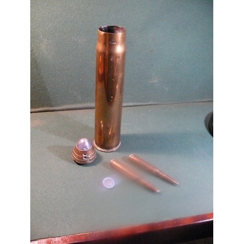 133A - WW1 brass shell case date stamped 1918. Shell fuse No 80 MK IV circa 1910, and 2 deactivated WW2 USA... 