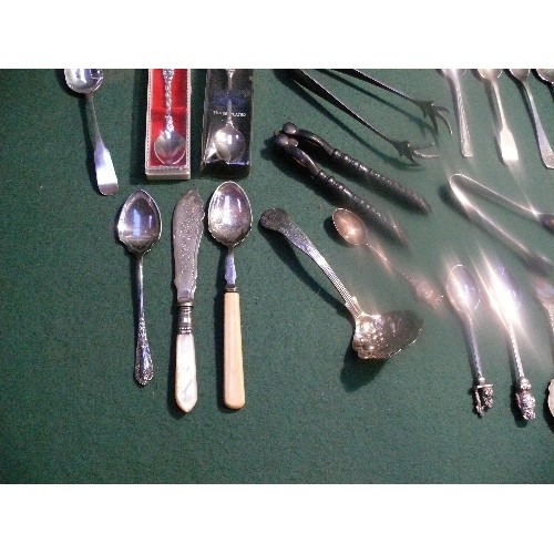 51A - Collection of spoons including an Irish Georgian silver teaspoon Dublin 1812 by Samuel Neville, plat... 