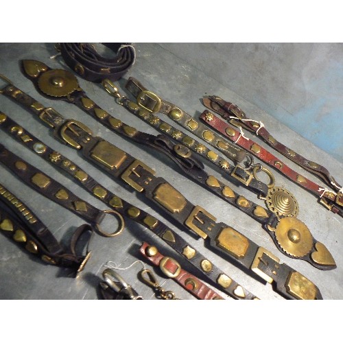 379 - Good lot of studded bridle straps including a double ended loin strap terminating in dome centred br... 