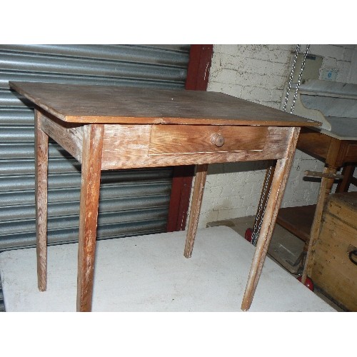 302 - Edwardian pine side table with a drawer -87cm x 50cm x 77cm