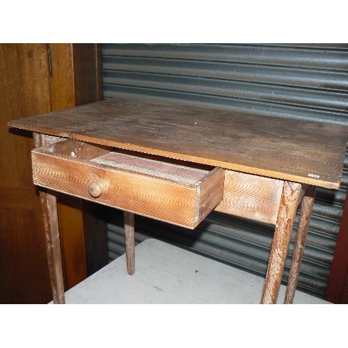 302 - Edwardian pine side table with a drawer -87cm x 50cm x 77cm