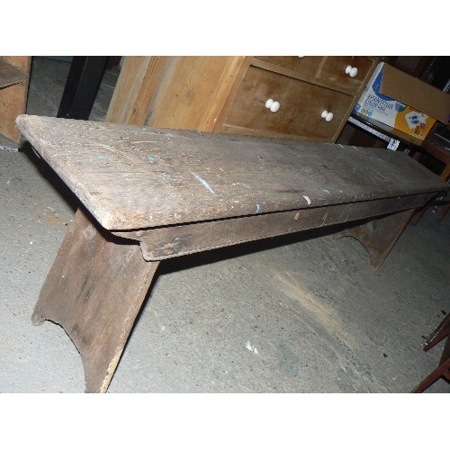 306 - A late 19th century pine bench - from a local chapel - 175cm