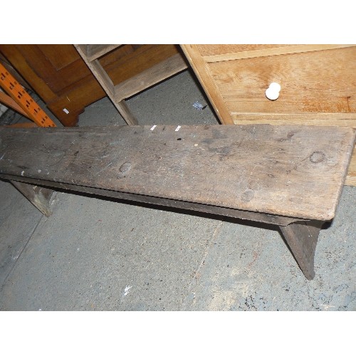 306 - A late 19th century pine bench - from a local chapel - 175cm