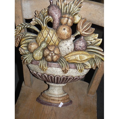 313 - Carved wooden basket of fruit in the style of a Georgian dummy board - 43cm h