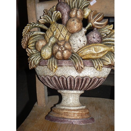 313 - Carved wooden basket of fruit in the style of a Georgian dummy board - 43cm h