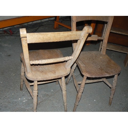 311 - A good pair of Victorian Oxford Bar Back kitchen chairs with elm seats - good sturdy chairs