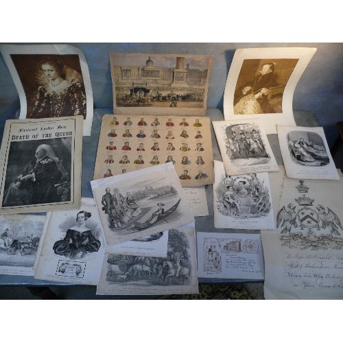 187 - Collection of mostly 19th Century engravings & ephemera with a Royalty theme. Includes 