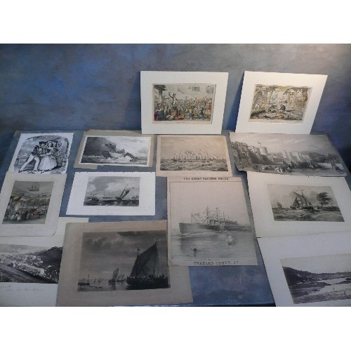 187A - 12 X engravings and photographs on a naval & shipping theme. Includes mid 19th C engraving of Royal ... 