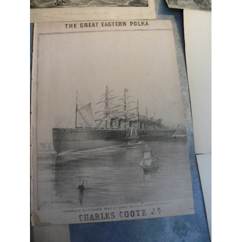 187A - 12 X engravings and photographs on a naval & shipping theme. Includes mid 19th C engraving of Royal ... 