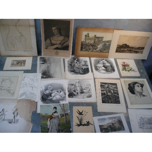 183 - Large quantity of miscellaneous prints, drawings & maps, 19th & early 20th Century. Includes drawing... 