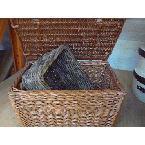 338 - Wicker hamper basket and a small wicker box basket