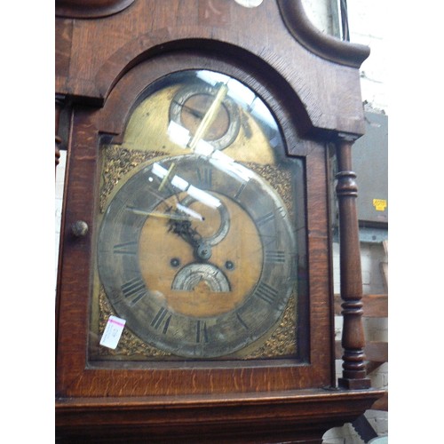 412 - An 18th Century oak cased Longcase Grandfather clock by John Dison of St Ives Cambs, circa 1770. Sil... 