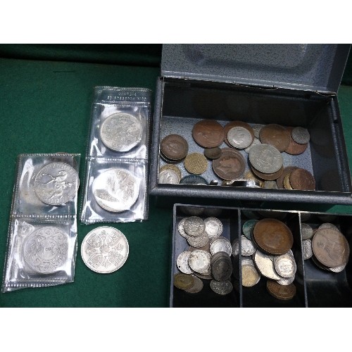 283 - Tin of British coins including Crowns :- 1953, 1960 x2, 1977 x 4, pennies (Victoria to Elizabeth II)... 