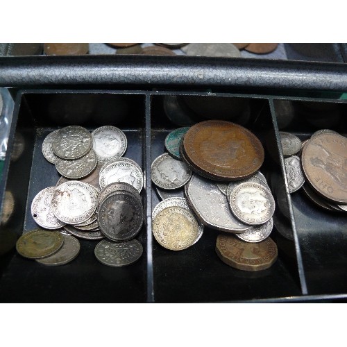 283 - Tin of British coins including Crowns :- 1953, 1960 x2, 1977 x 4, pennies (Victoria to Elizabeth II)... 