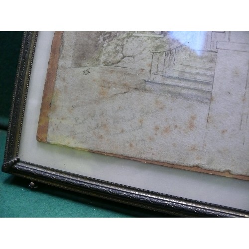 160 - An interesting Edwardian pen and wash drawing of a London property. Inscribed in pencil 